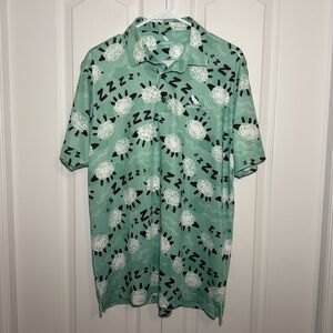 Waddaplaya Polo Mens Medium Green Sheep Zzzz Stretch Performance Golf